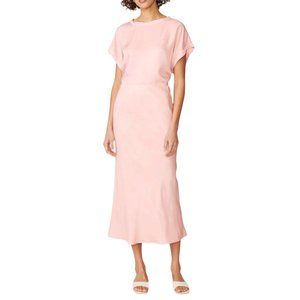 Stateside Viscose Satin Midi Skirt in Chalk Pink
